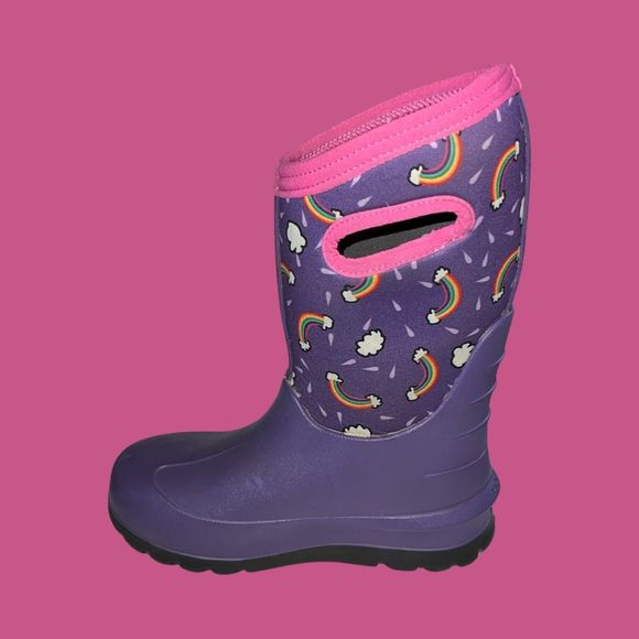 Bogs Neo Classic Purple Rainbow Pull On Winter Snow Boots Little Kid Size 2 - Picture 3 of 6